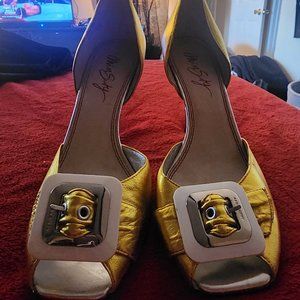 Miss Sixty Gold Lamè Buckle Heels Size 41 / Size 10